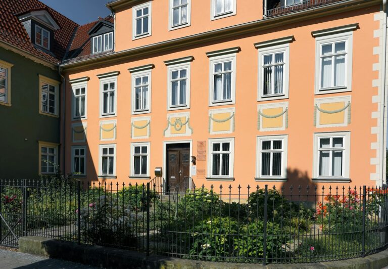Beautiful historic Bavarian building facade in Coburg, Germany.