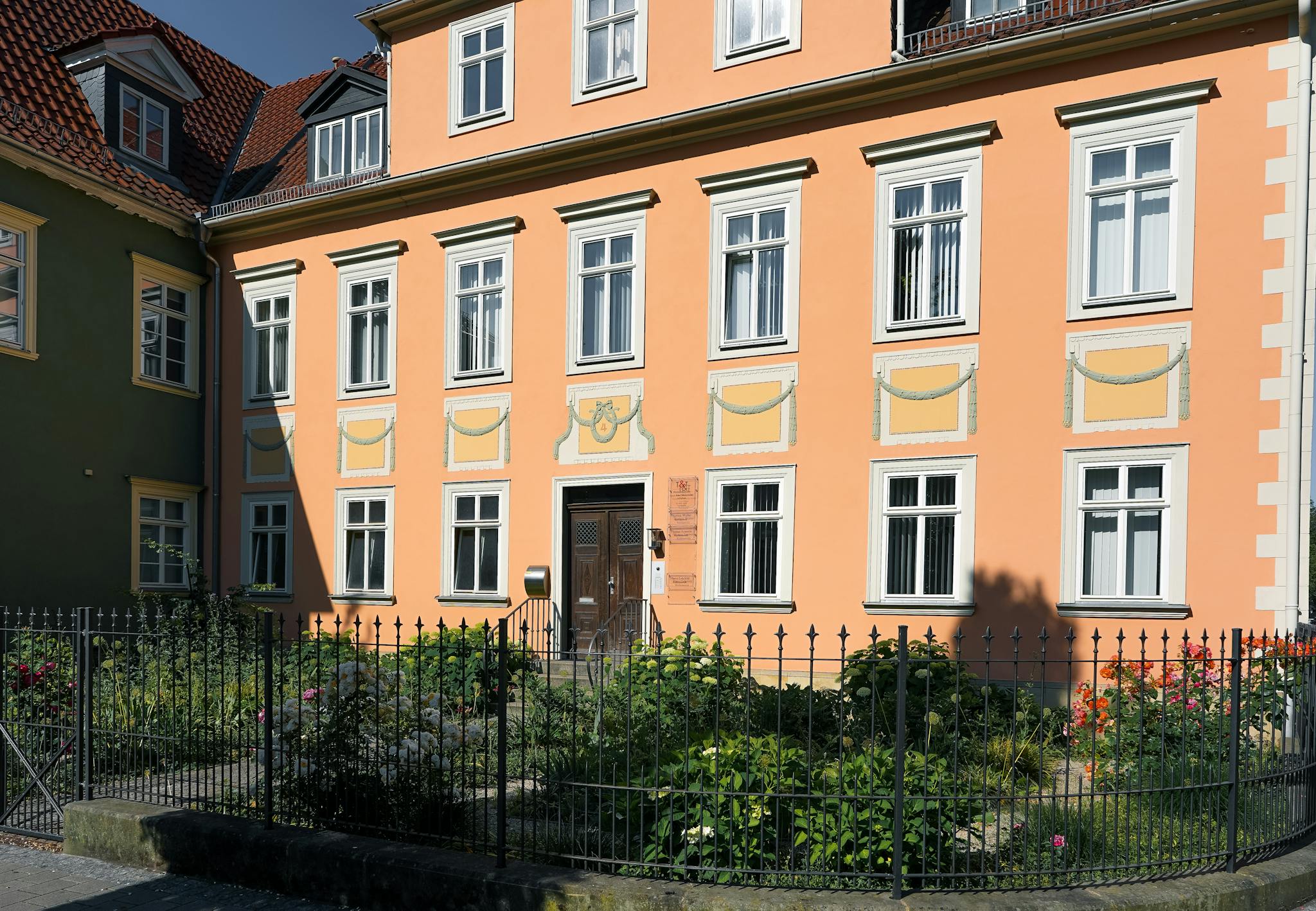Beautiful historic Bavarian building facade in Coburg, Germany.